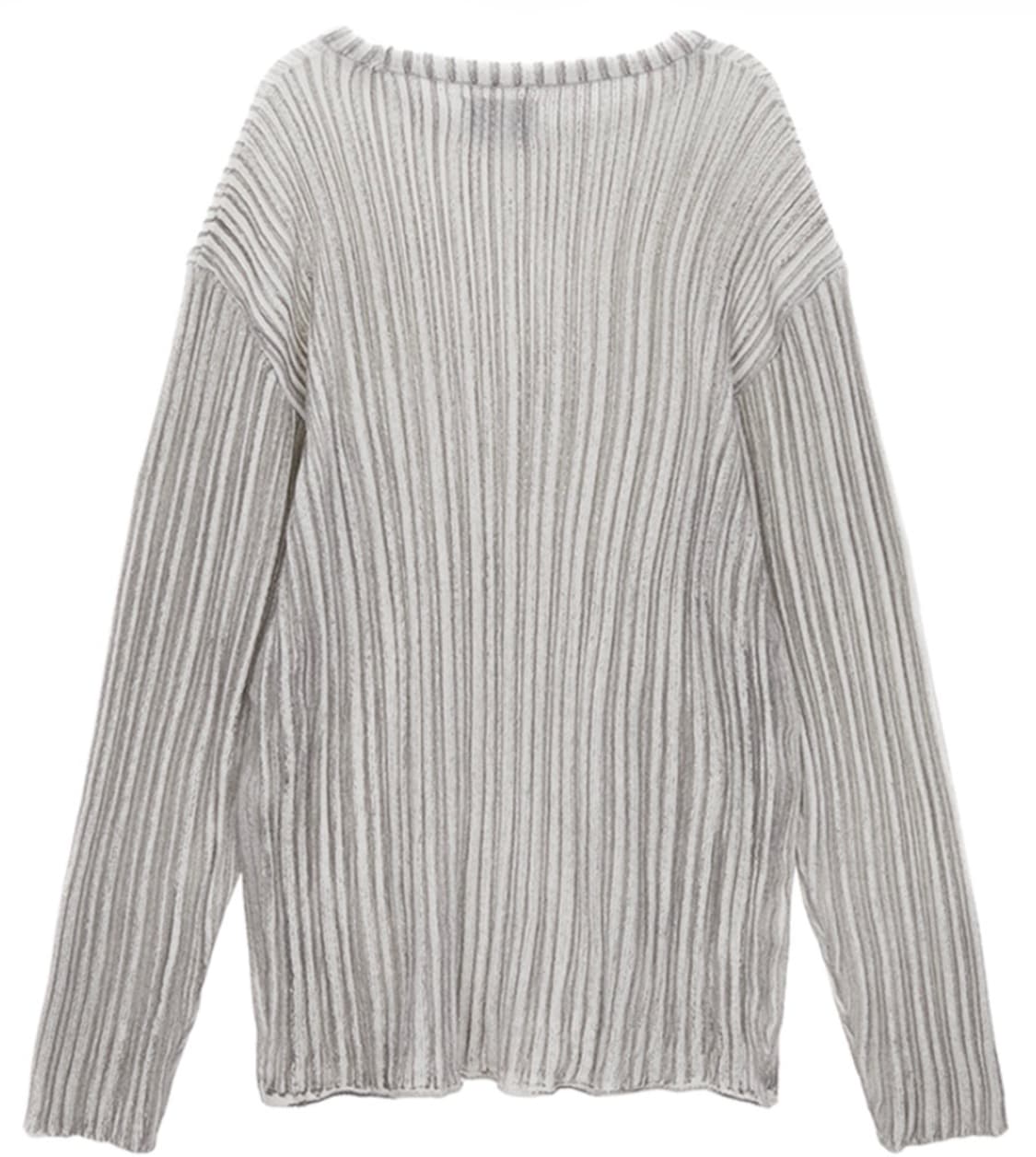 마뗑킴 스트라이프 프린티드 니트 풀오버 그레이 상품이미지5