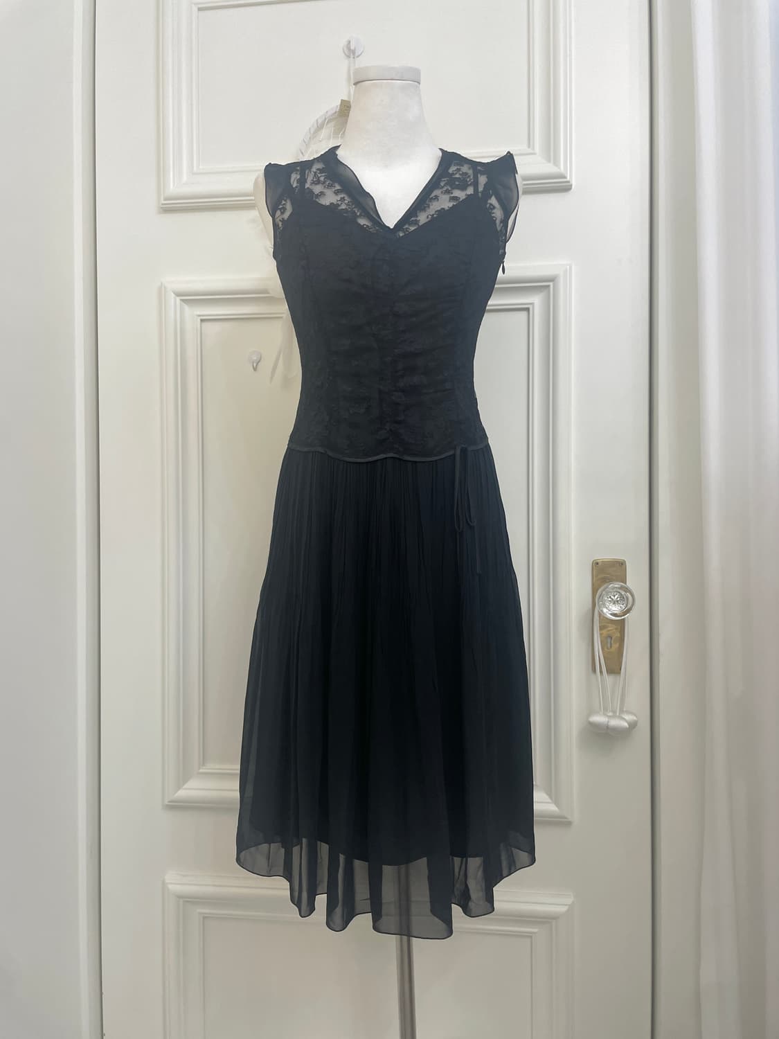 black lace shirring pleats bow opc 상품이미지1
