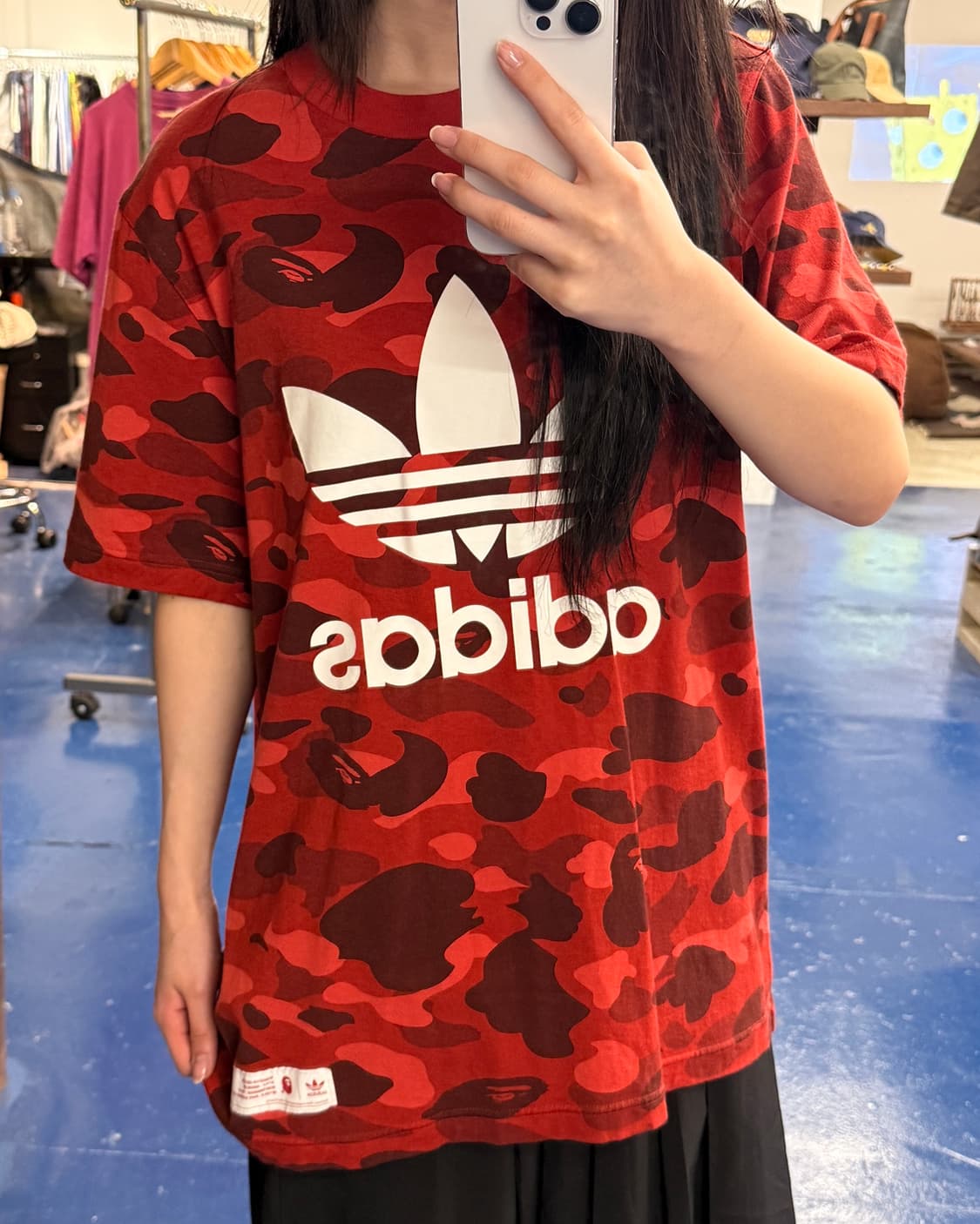 아디다스X베이프 빨간색 반팔 상품이미지1