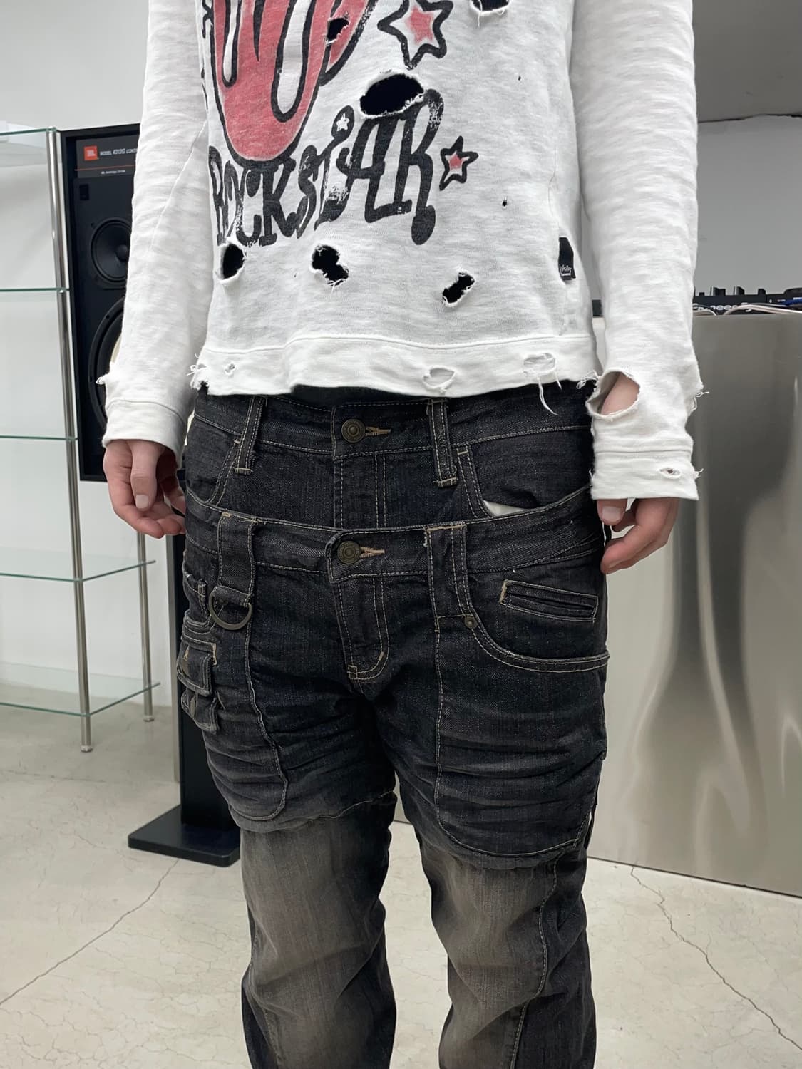 PPFM 더블 웨이스트 데님 팬츠 상품이미지1