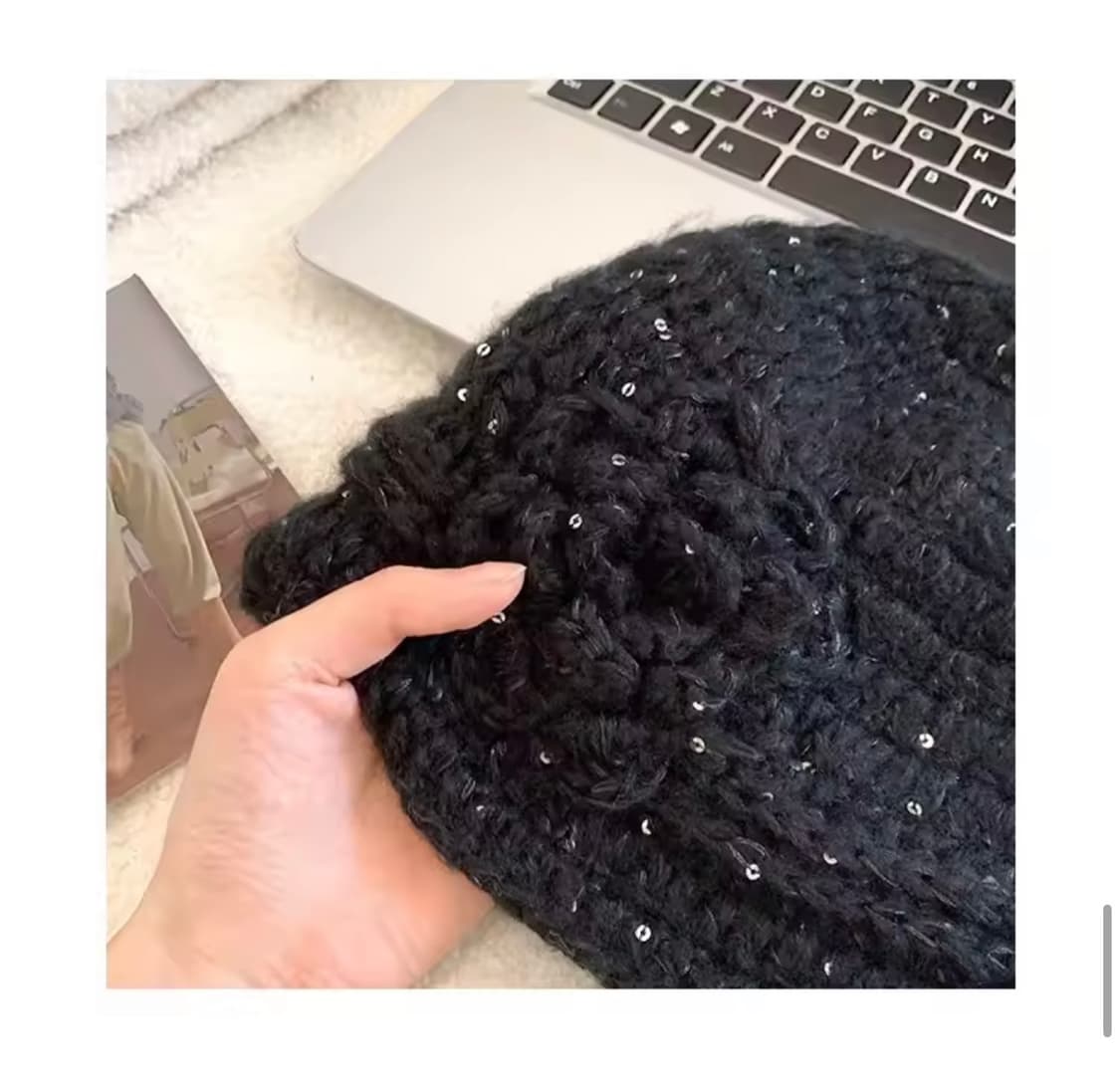 Sequin Flower Knit Beanie 상품이미지2