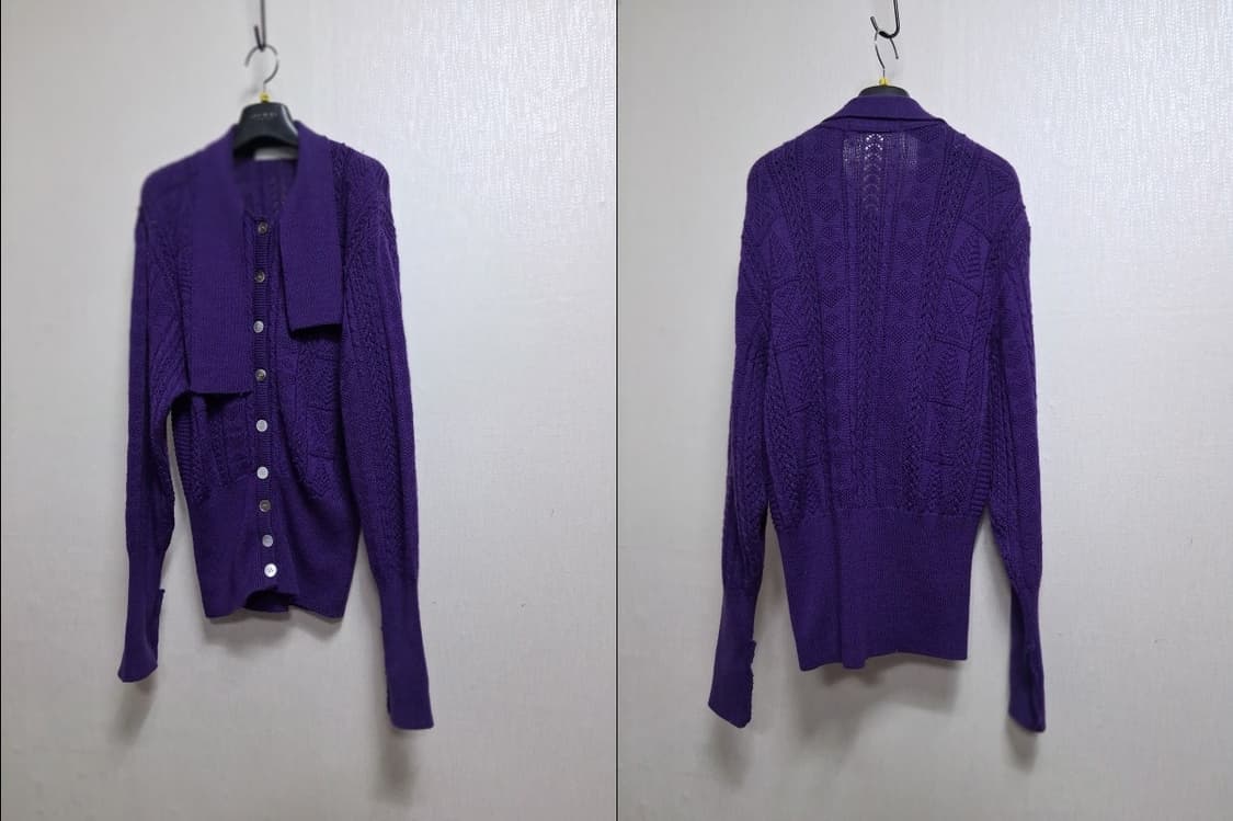 일본빈티지 PERRY ELLIS 진보라색 100%순모 울니트 리본카라 6 상품이미지3