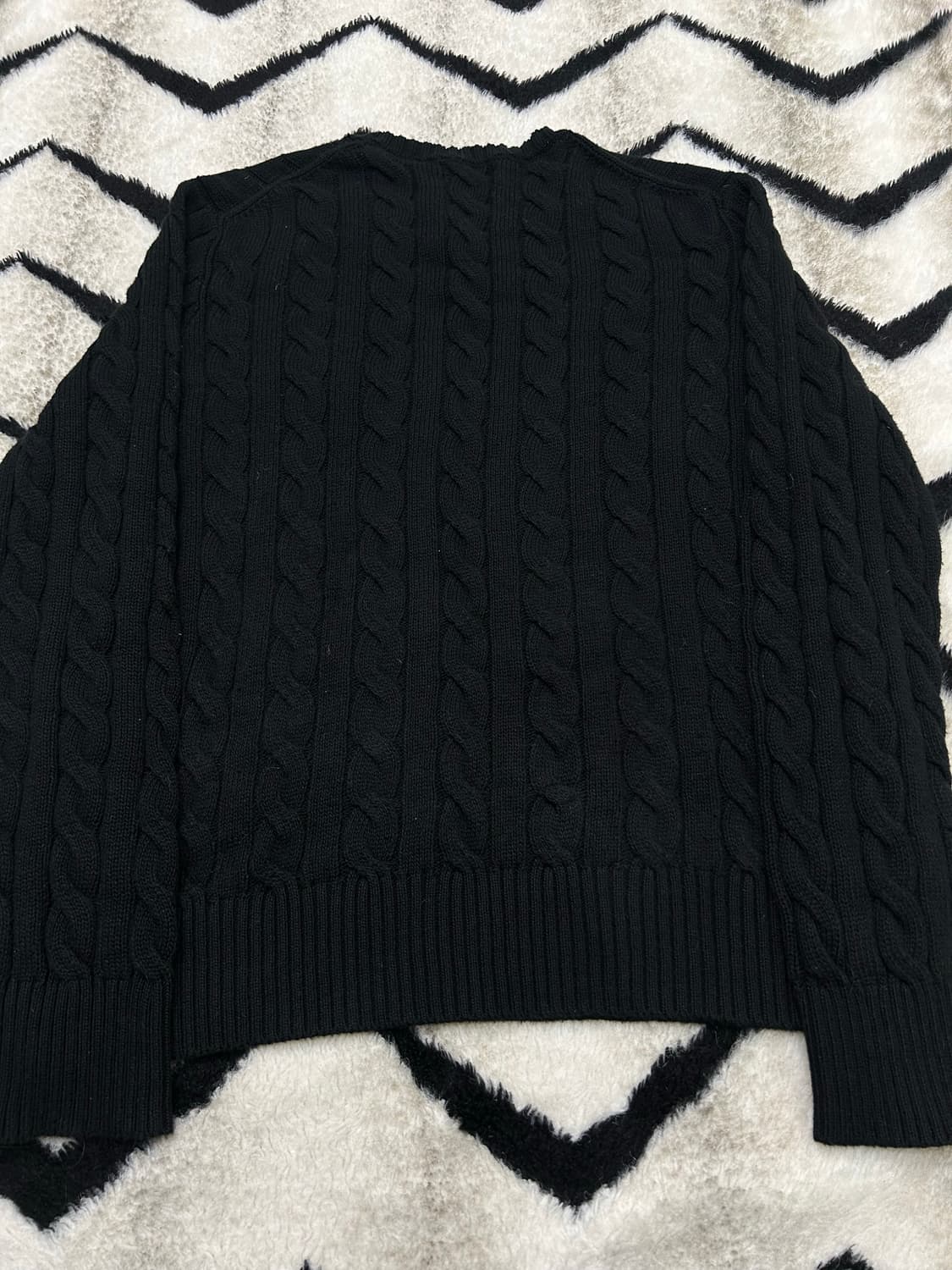 [M]폴로랄프로렌 라운드 꽈배기 니트/블랙 상품이미지4