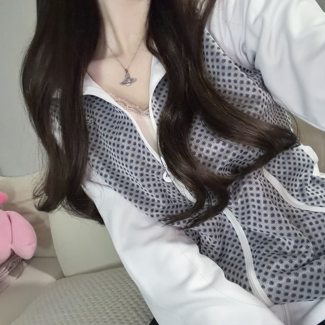 [새상품급] 아디다스 눈꽃 도트 패턴 블랙 화이트 배색 져지 L 상품이미지2