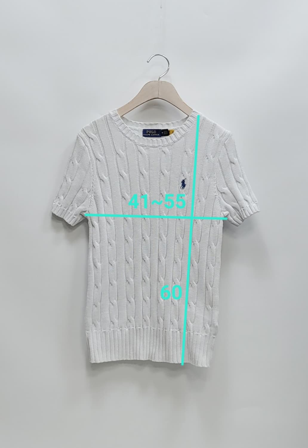 POLO 폴로 랄프로렌 케이블 반팔 니트 스웨트 / 여 M 화이트
 상품이미지8