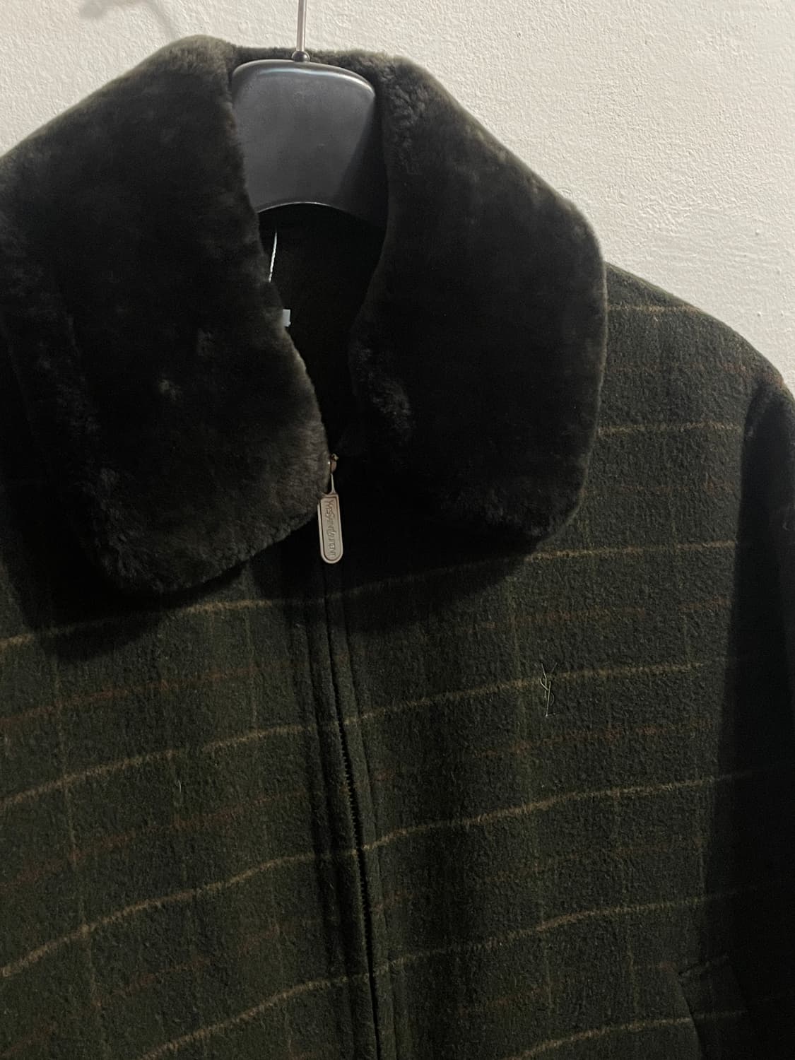 입생로랑 울 체크 퍼카라 자켓 상품이미지4