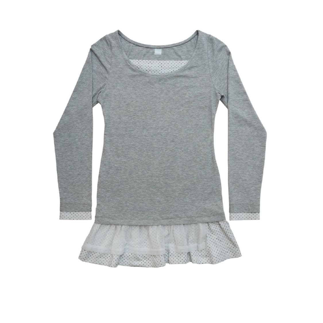 fazed 페이즈드 도트 프릴 레이어드 탑 그레이 상품이미지1