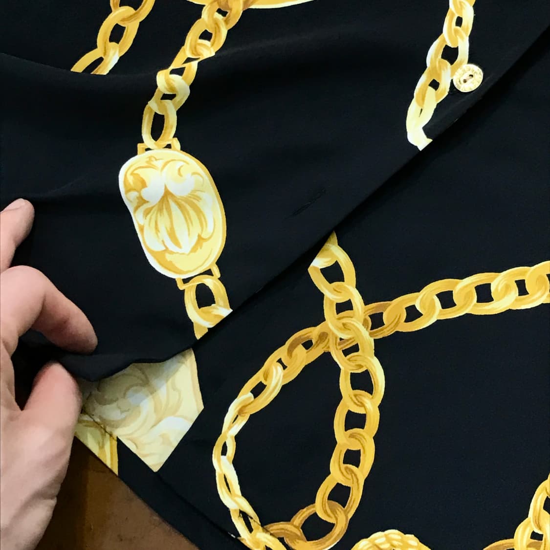 VTG 빈티지 체인 패턴 블랙 블라우스 셔츠 여성 프리사이즈 상품이미지5