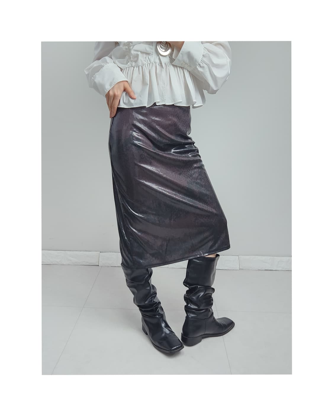 (made in france)글로시 패턴 스커트 상품이미지1