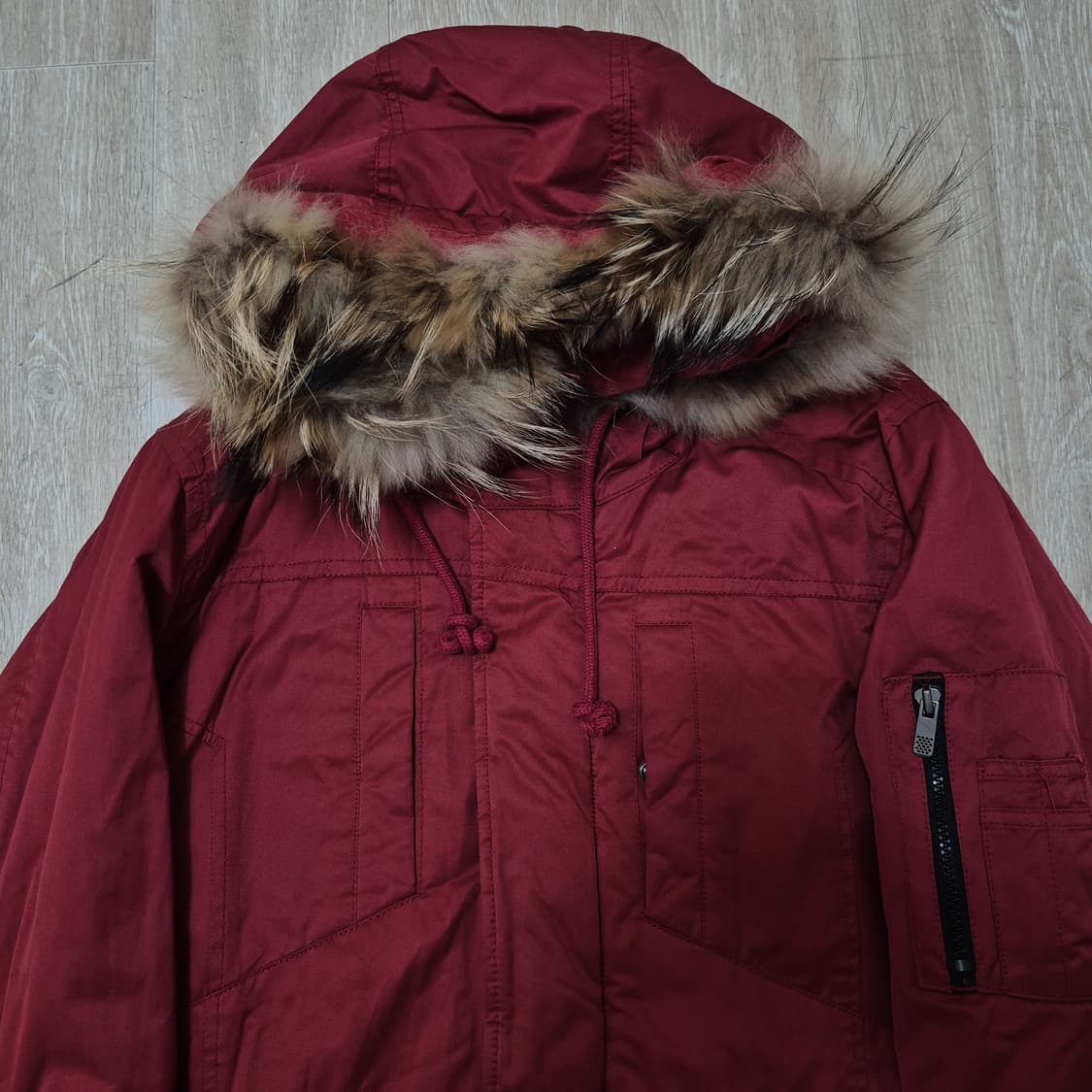 지오다노 여성 사이드포켓 뽀글이 퍼후드 야상 패딩 점퍼 L(100) 상품이미지2