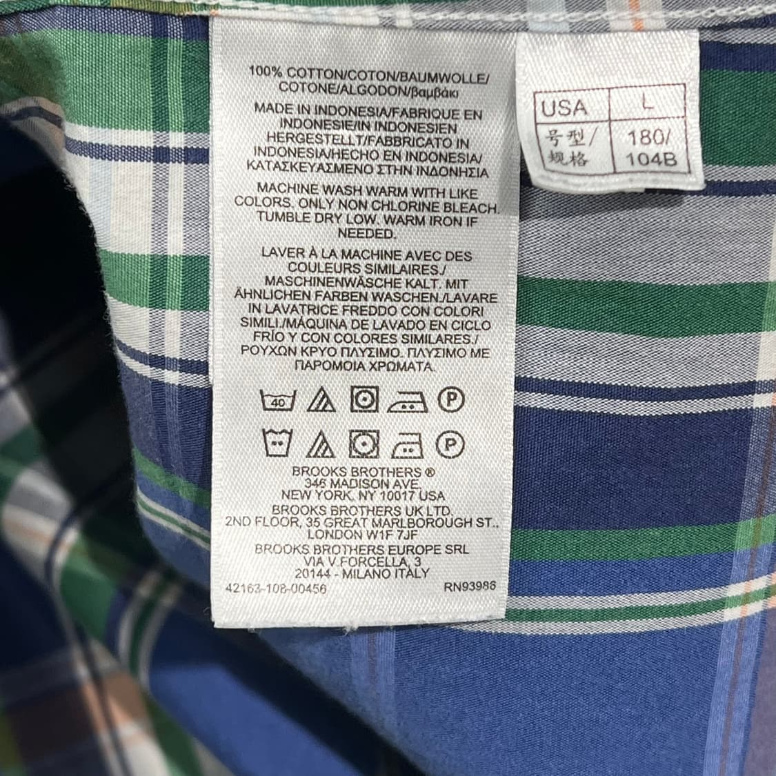 브룩스브라더스 체크 반팔셔츠 s10467 상품이미지6