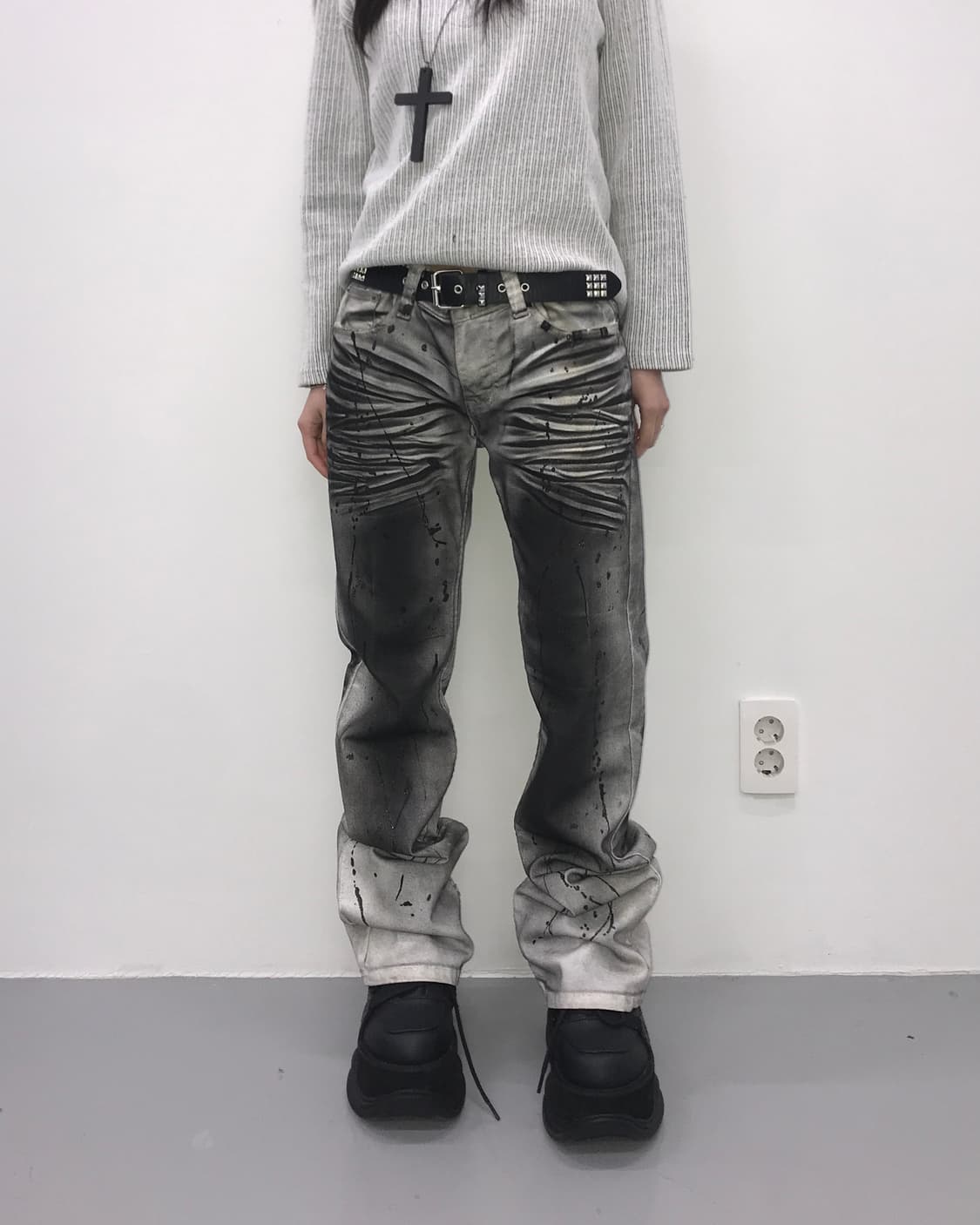 KHI Spray Painting Wrinkle Denim  상품이미지2
