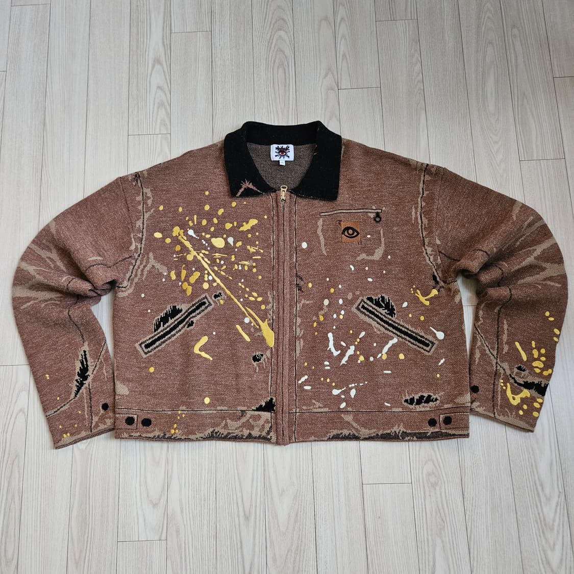 [XL] 하우스오브에러 페인팅 워크자켓 니트집업 상품이미지1