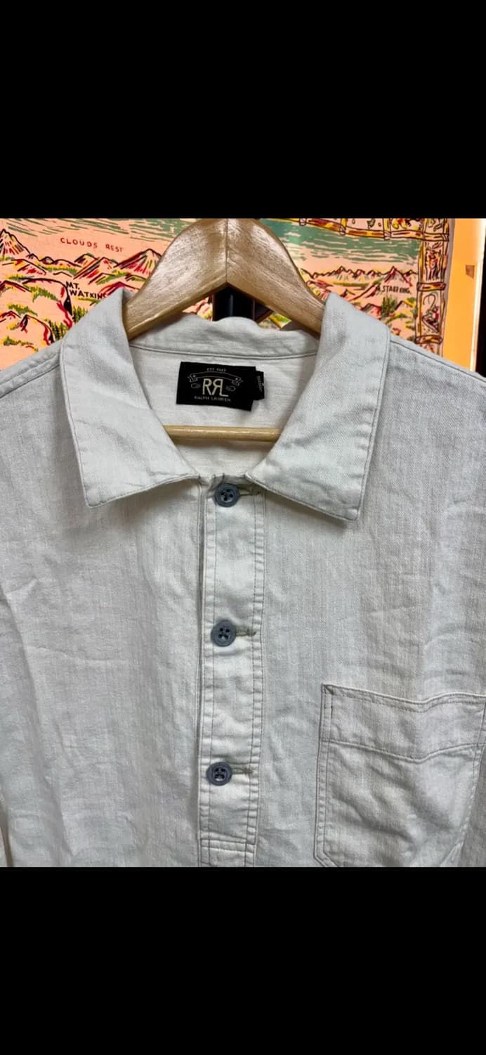 Rrl 헤링본 린넨 풀오버 셔츠 L 상품이미지8