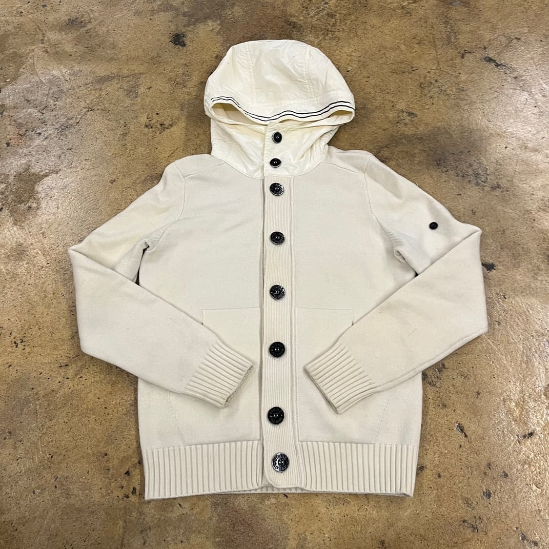 [정품/M] 스톤아일랜드 후드 니트 가디건 아이보리 b18 상품이미지2