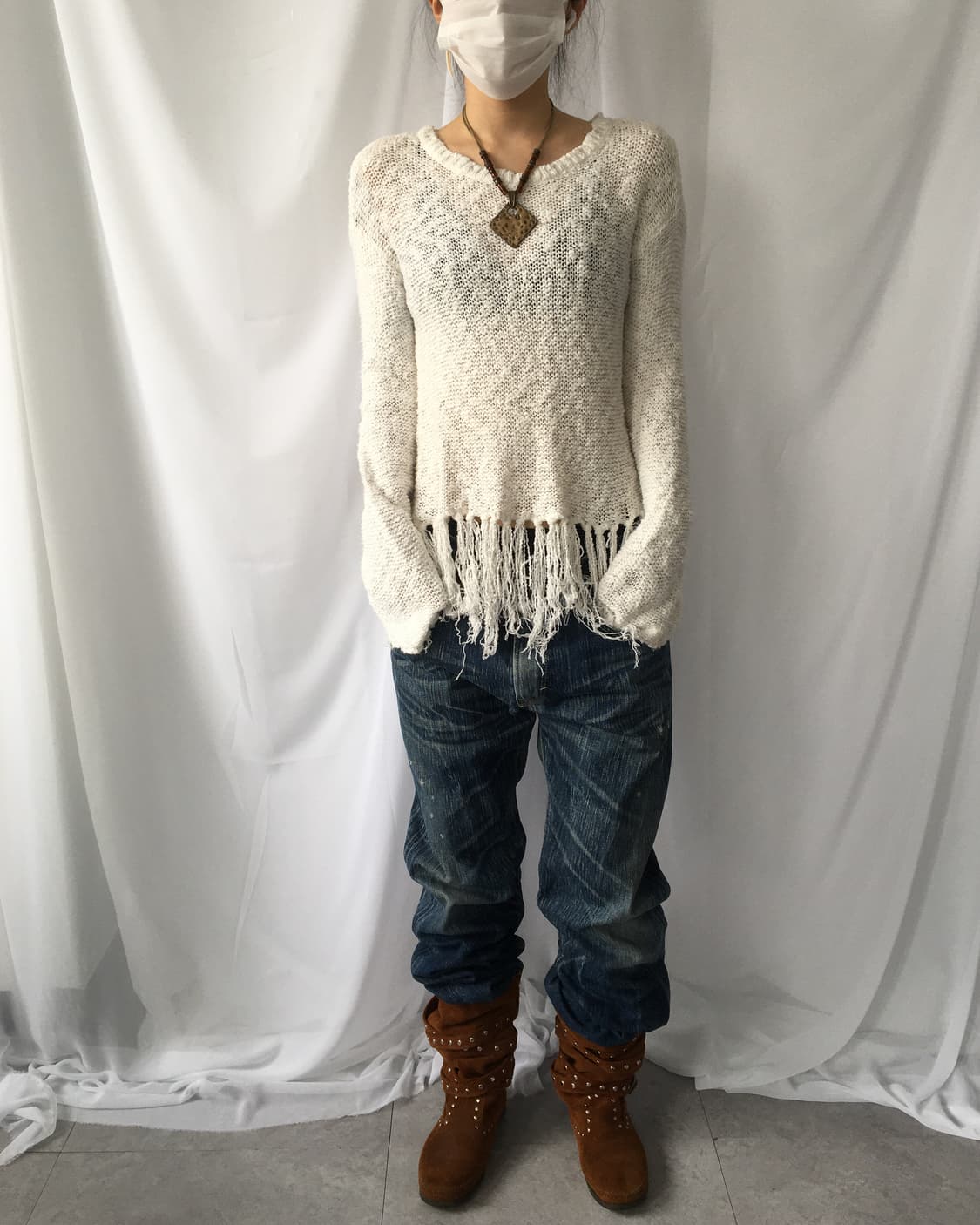 Fringe point net knit 상품이미지1
