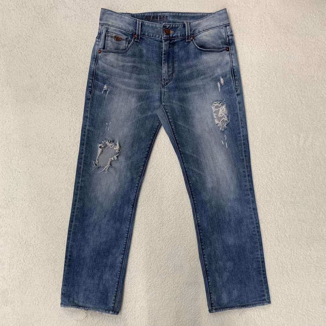 [표기 30, 실측 33] 게스 스트레이트핏 디스트레스드 데님팬츠 상품이미지3