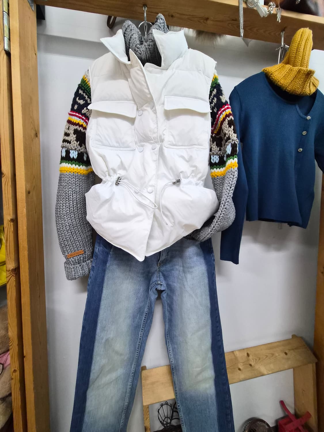 디자이너 화이트 구스 패딩베스트 새상품 상품이미지1