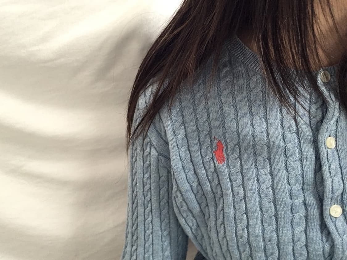 폴로 걸즈 케이블 니트 가디건 모던헤더블루 L 상품이미지2