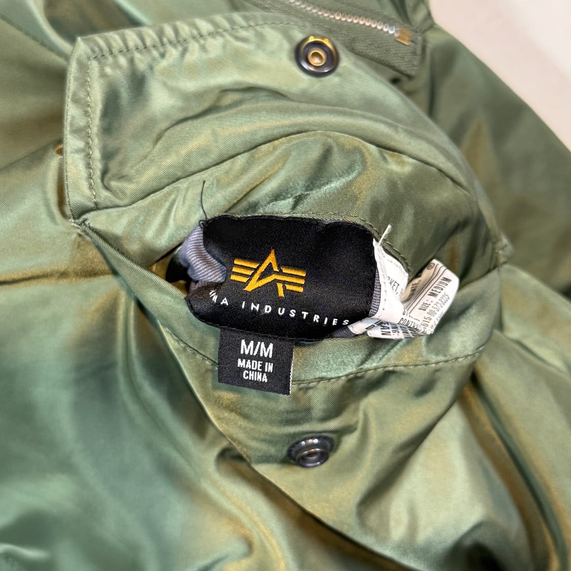 M) 알파인더스트리 MA-1 마원 항공점퍼 올리브 그린 레귤러핏 상품이미지7