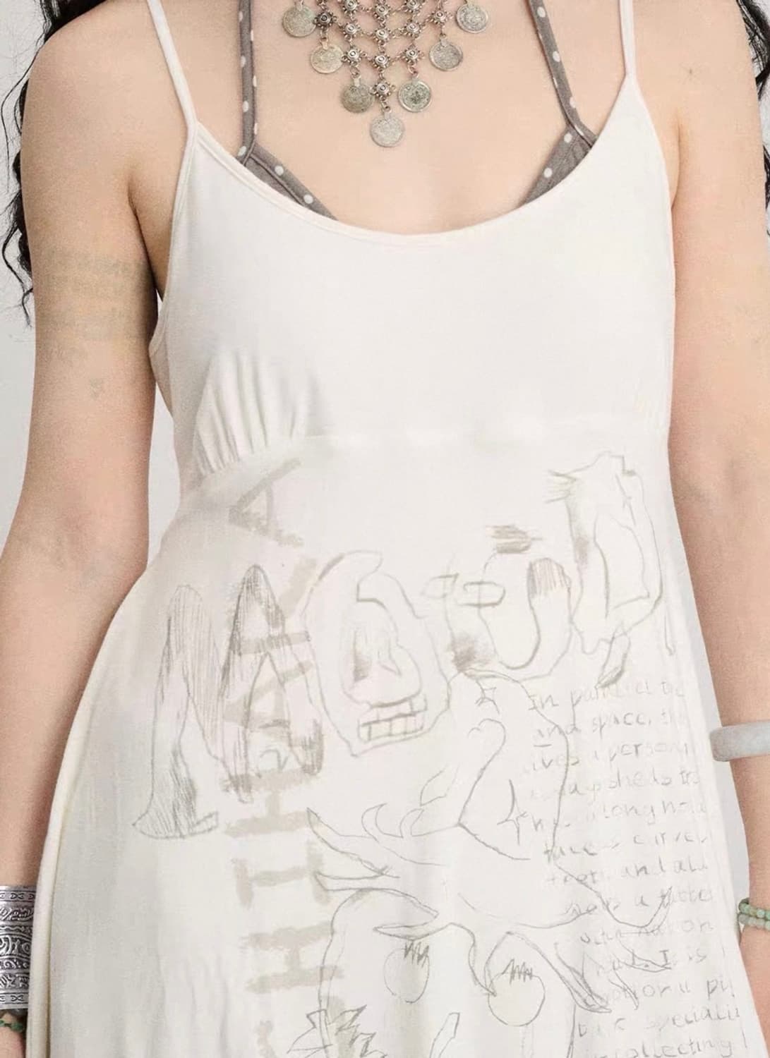 achihara 아치하라 중브 테스트매커니즘 화이트 벌룬 끈 원피스 상품이미지3