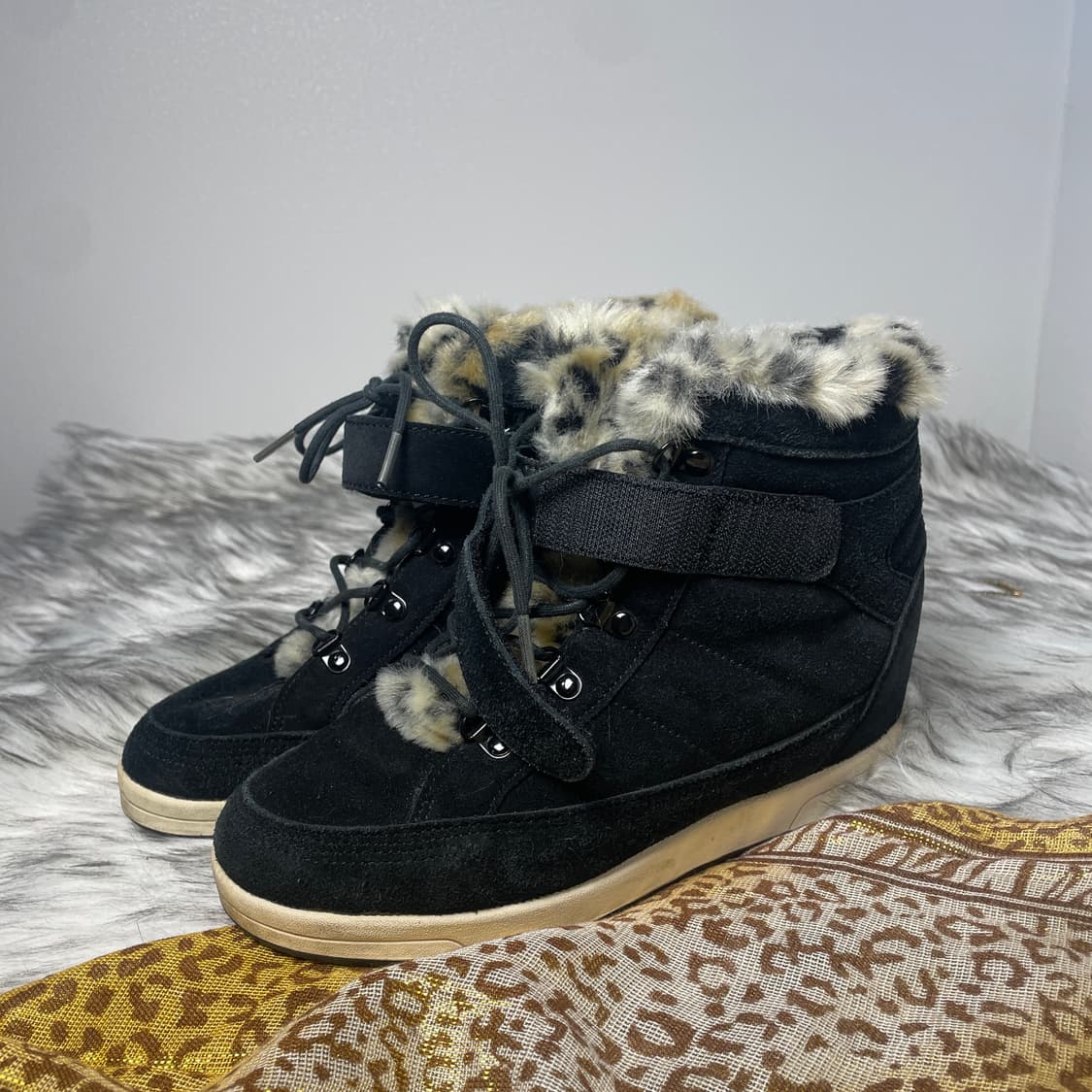 빈티지 호피 퍼 웨지힐 스니커즈 상품이미지6