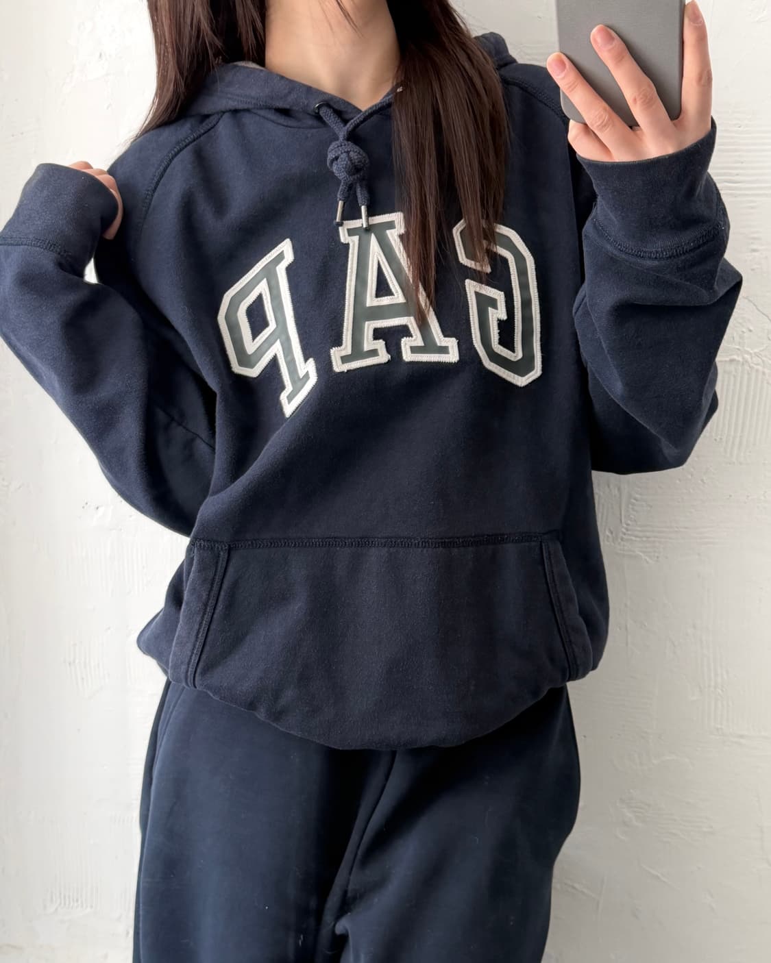 GAP 갭 네이비 컬러 로고 후드티 상품이미지7