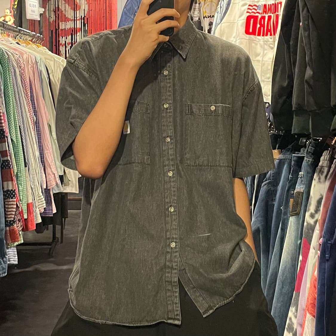 [IM] carhartt 칼하트 흑청 데님 반팔셔츠 상품이미지4