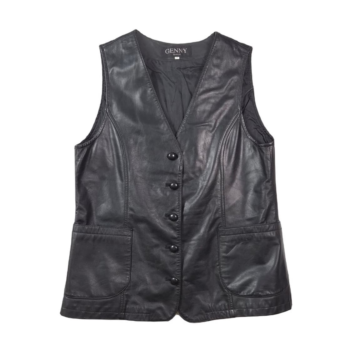 GENNY 빈티지 무드 리얼 레더 버튼 베스트 88 상품이미지1