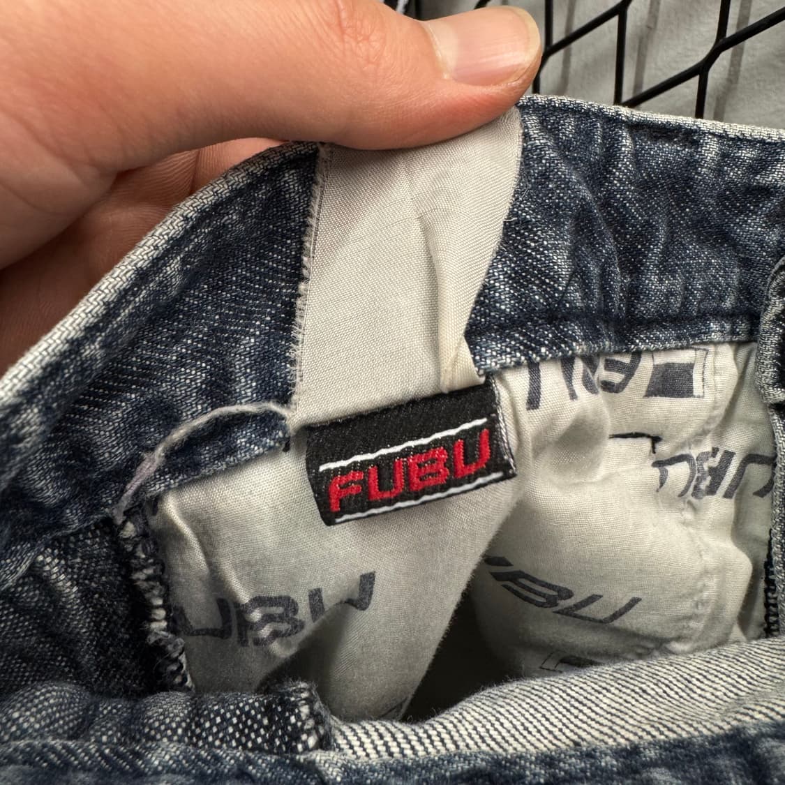 00s FUBU 배기 데님 팬츠 후면 포켓 레터링 포인트 중청 상품이미지9