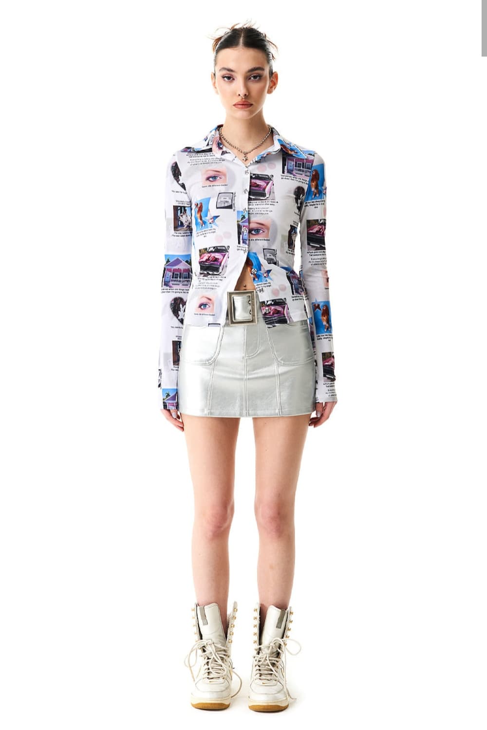 배디 Sasha Collage Printed Shirt White M 상품이미지3