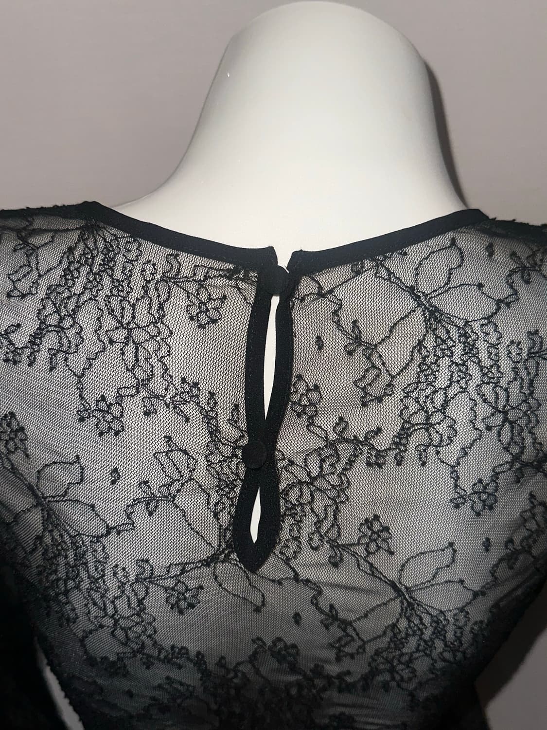 빈티지 블랙 시스루 레이스 오리엔탈 콩단추 롱슬리브 상품이미지2