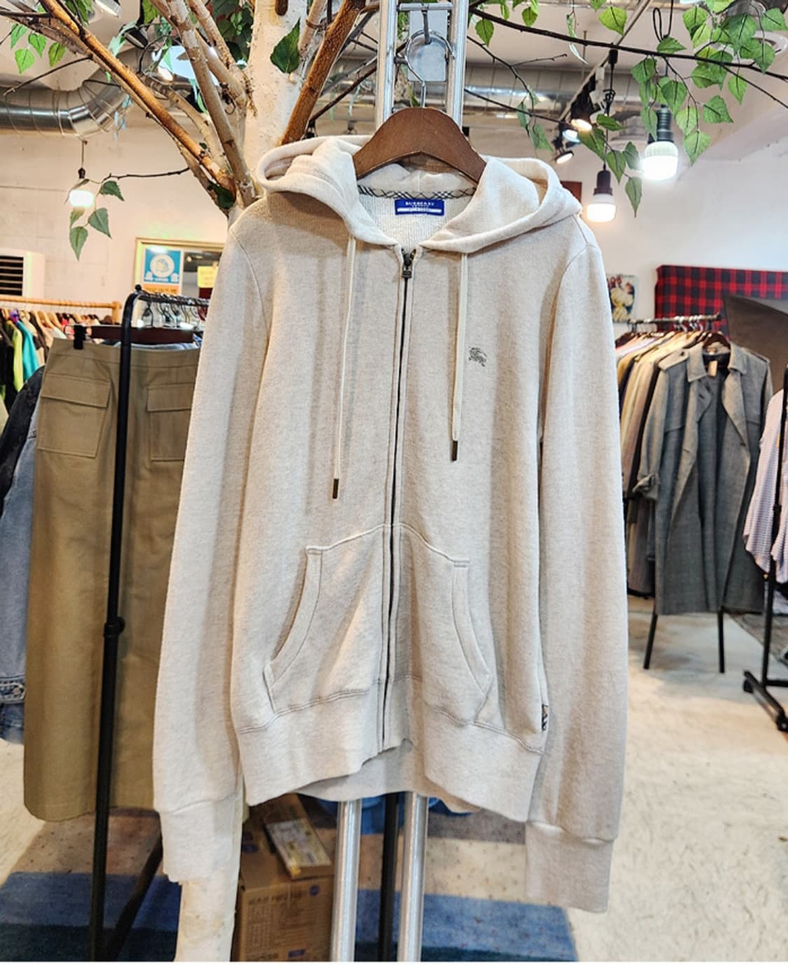 BURBERRY 버버리 런던 블루라벨 베이지 후드 집업 상품이미지1
