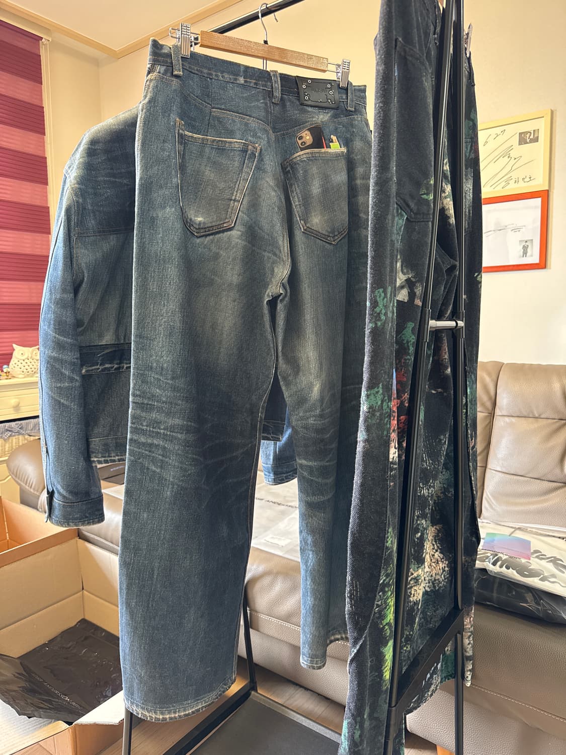 앤더슨벨 초회판 유니섹스 트롱프뢰유 프린티드 데님 팬츠 상품이미지10