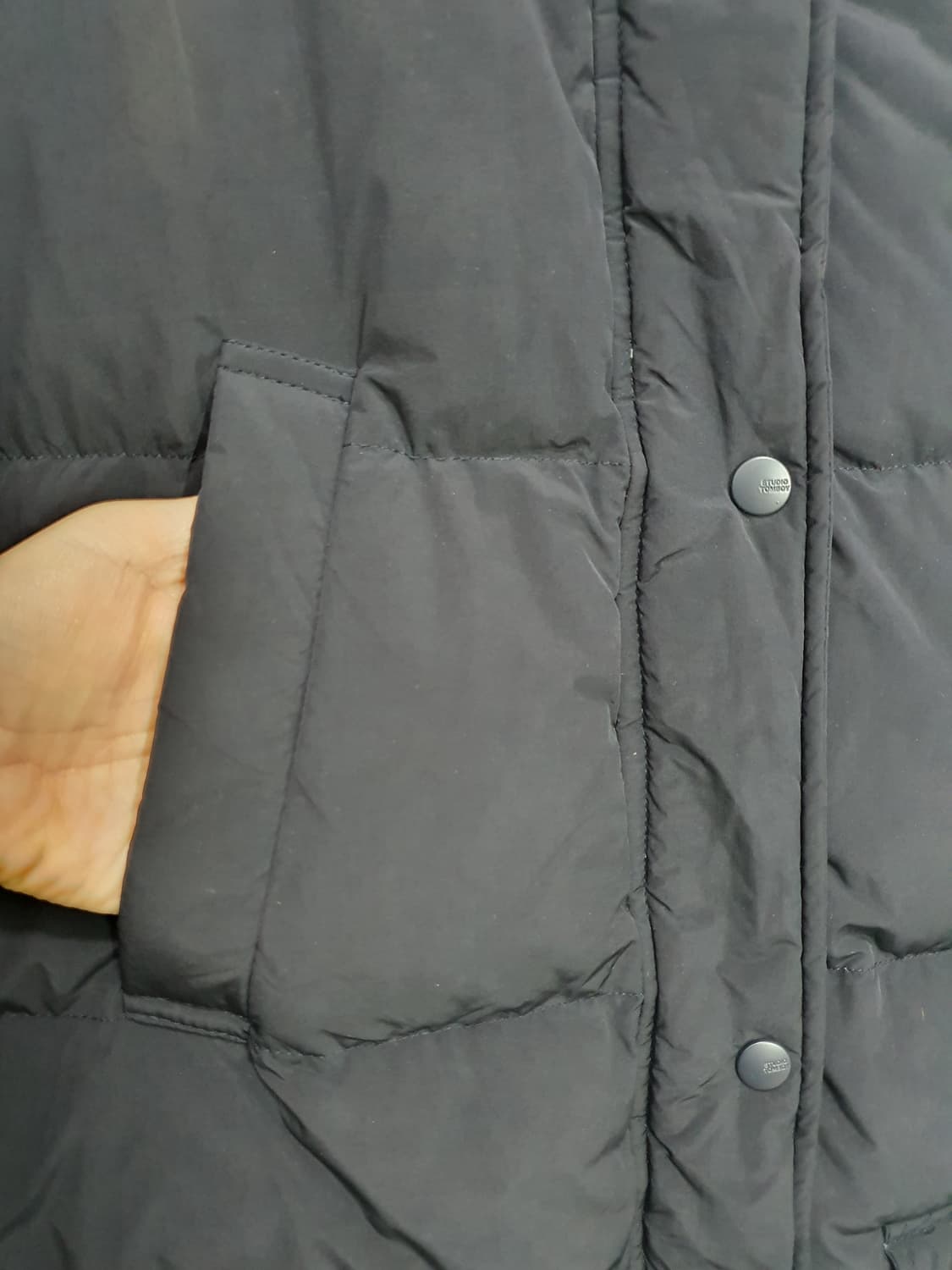 스튜디오톰보이 퍼카라 아웃포켓 롱 다운 점퍼 사이즈 55 상품이미지6