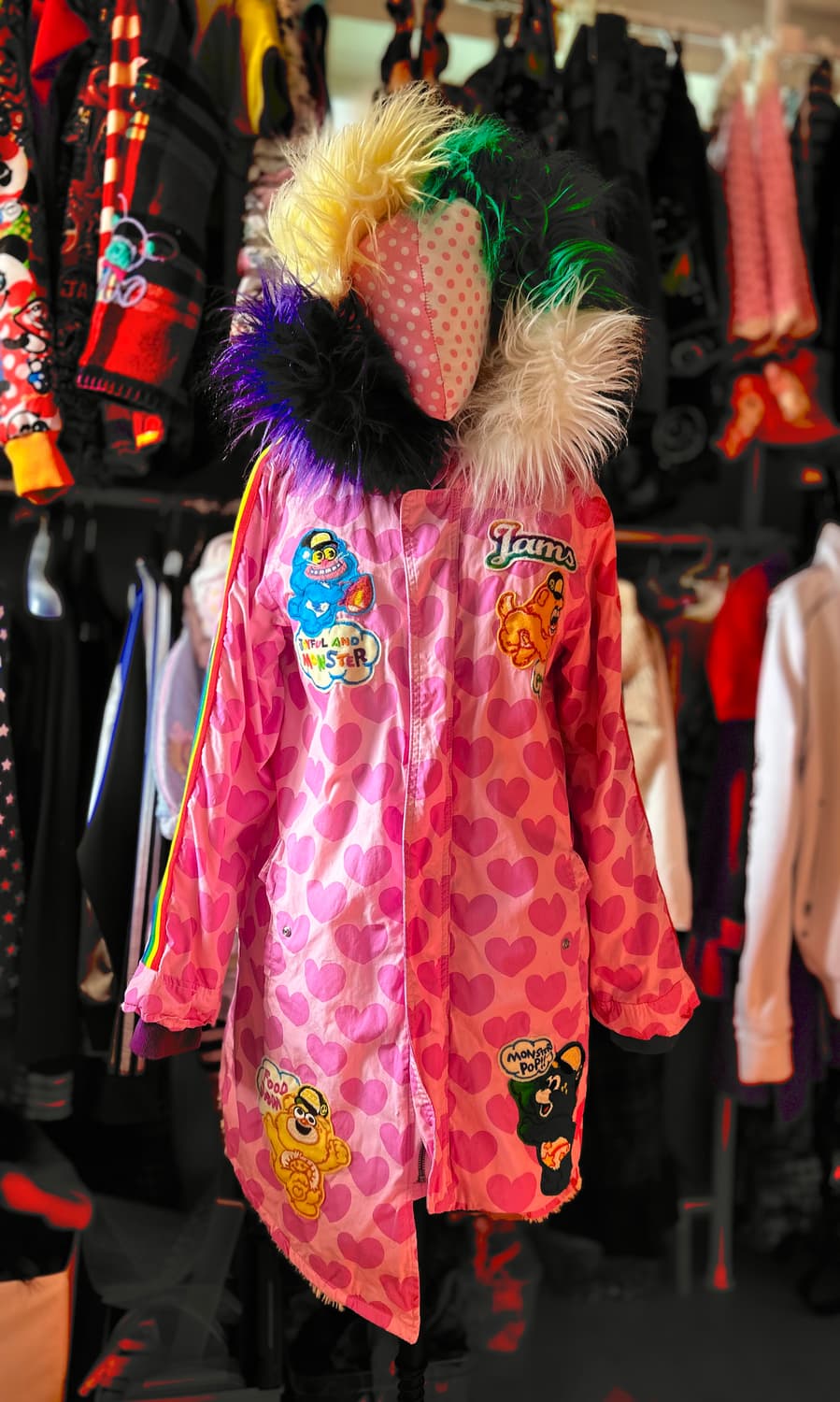 jam 팝갸루 하라주쿠 핑크 하트 롱 코트 패딩 판매 상품이미지1