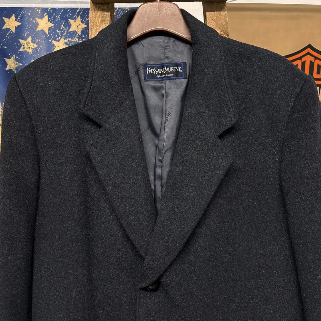 90s 입생로랑 앙고라 울 테일러드 칼라 3버튼 싱글코트 N370 상품이미지3