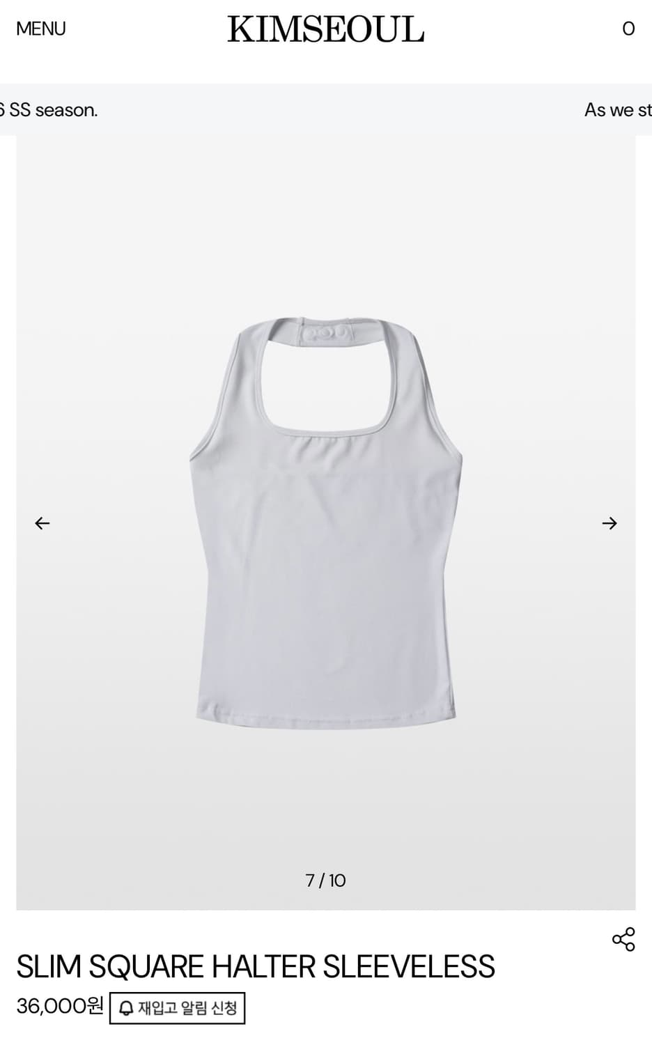 킴서울 킴즈서울 스퀘어 슬리브리스 화이트  상품이미지2