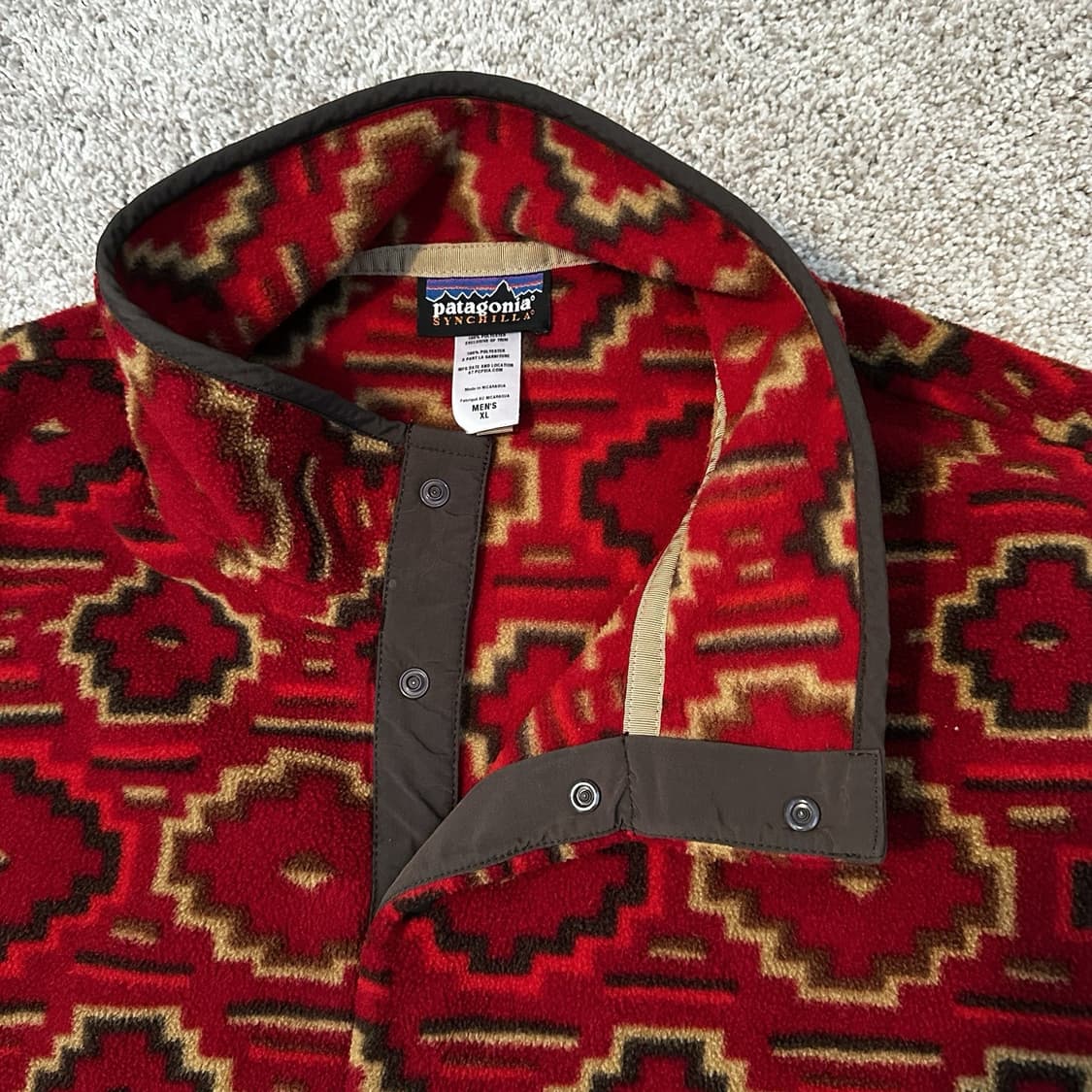 10s 파타고니아 신칠라 스냅-T 레드 사우스웨스턴 지오메트릭 패턴 상품이미지2