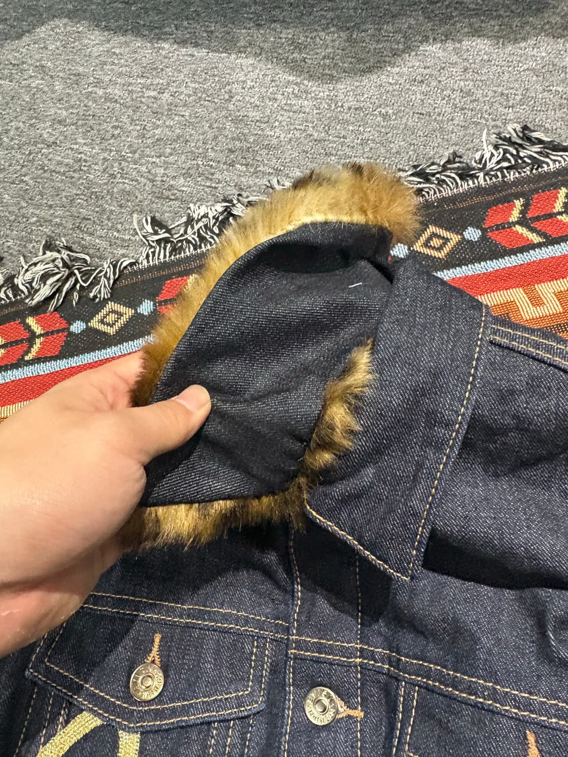 에비수 레오파드 퍼 데님자켓 상품이미지6