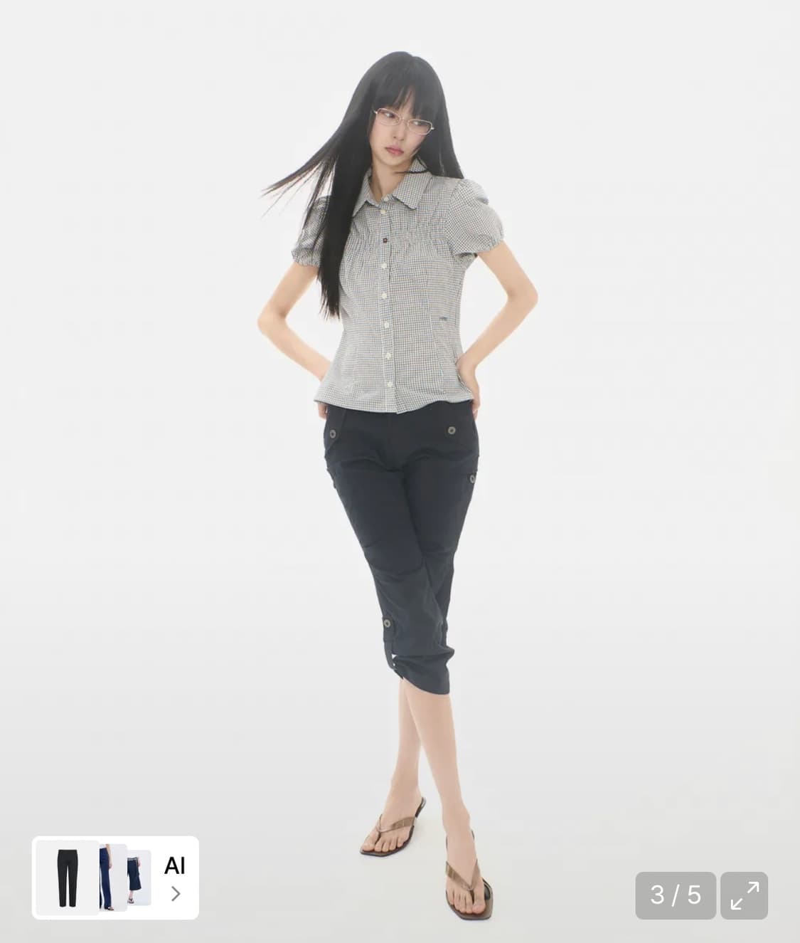 미레코 카프리팬츠 ROLL-UP CAPRI CARGO PT NAVY 상품이미지2