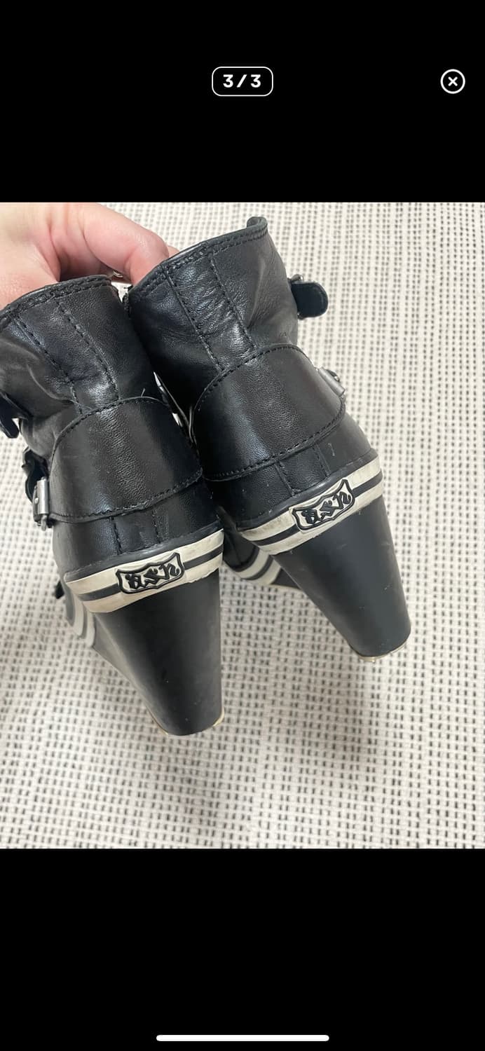 Ash 애쉬 벨트 레더 웨지힐 하이탑 스니커즈 37 블랙 상품이미지3