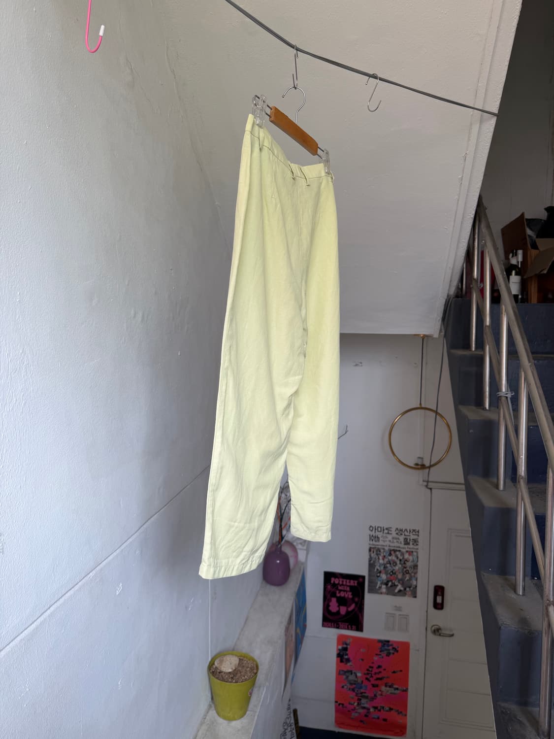 리넨 레몬그라스 컬러 스트레이트핏 팬츠 상품이미지7