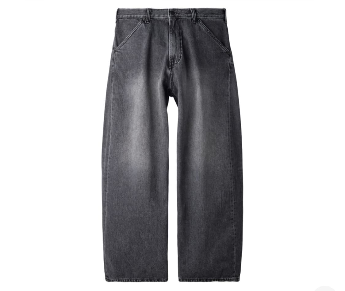 해칭룸 와이드 커브진 워시드 블랙 상품이미지1