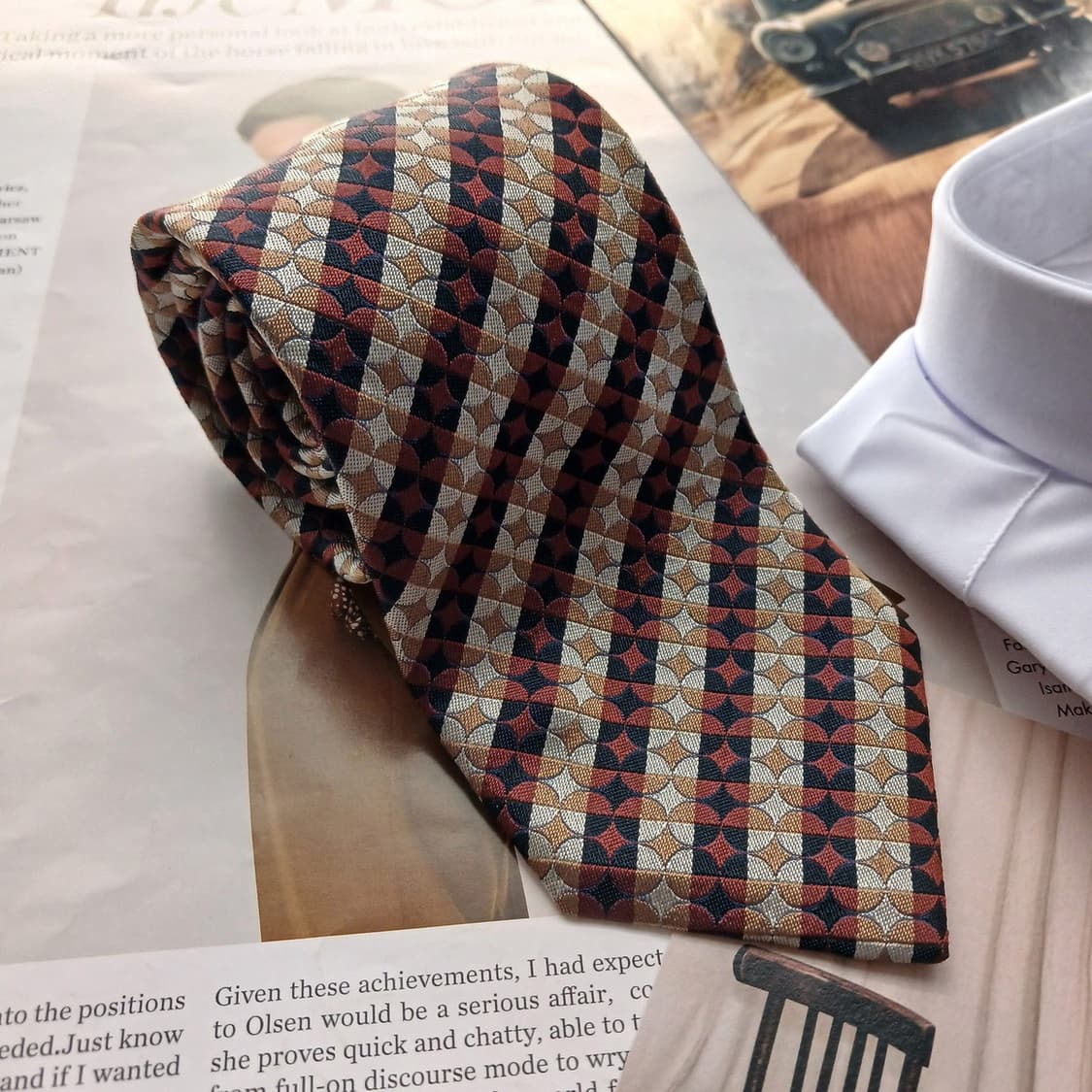 닥스 실크 브라운 기하 패턴 넥타이 9cm A+등급 A18781
 상품이미지2