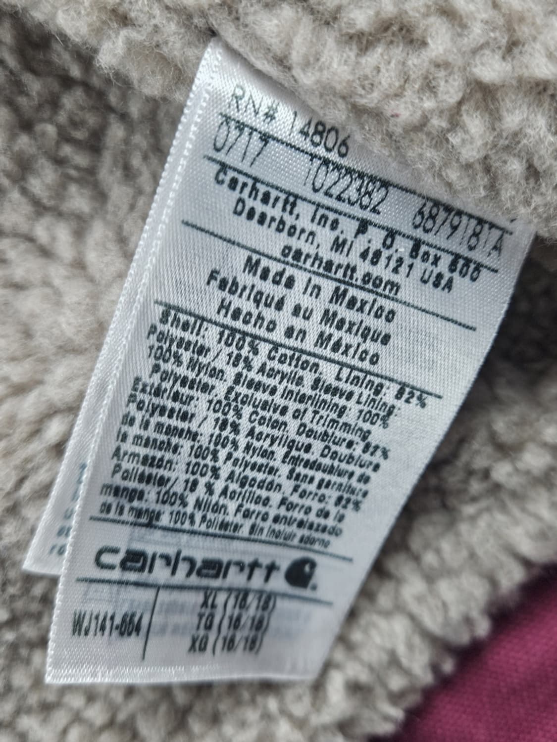 칼하트 WJ141 쉐르파 후드 시에라 워크 자켓 ( XL )/ 10648 상품이미지9