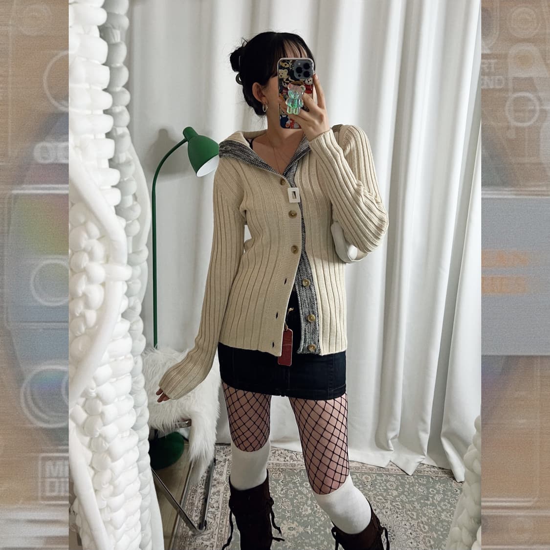 베이지 & 오레오 카라 니트 가디건 상품이미지4