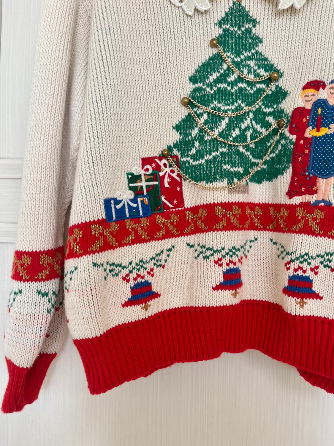 🎄크리스마스 선물 자수 트리 카라 울 니트 상품이미지3