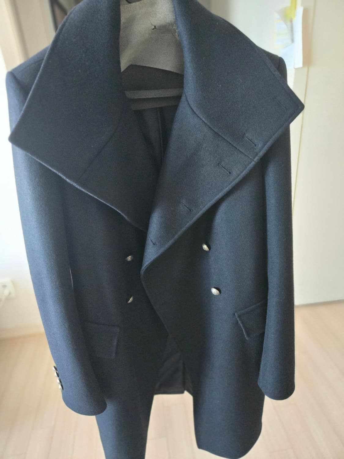 타임옴므 하이넥 더블 코트(검정) 상품이미지6