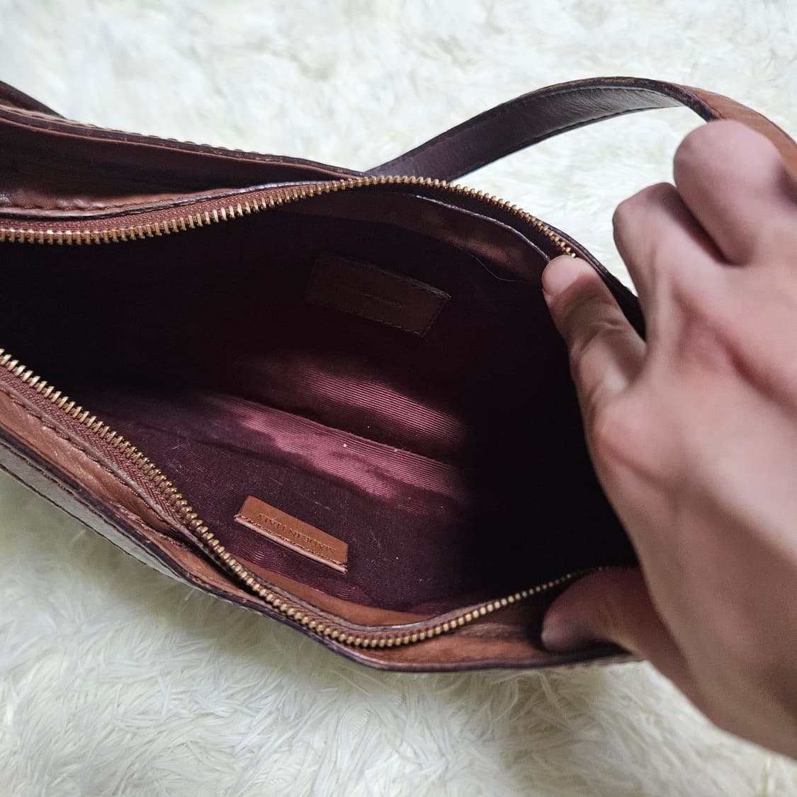 버버리(Burberry) 빈티지 브라운 레더 체크 호보백 상품이미지6